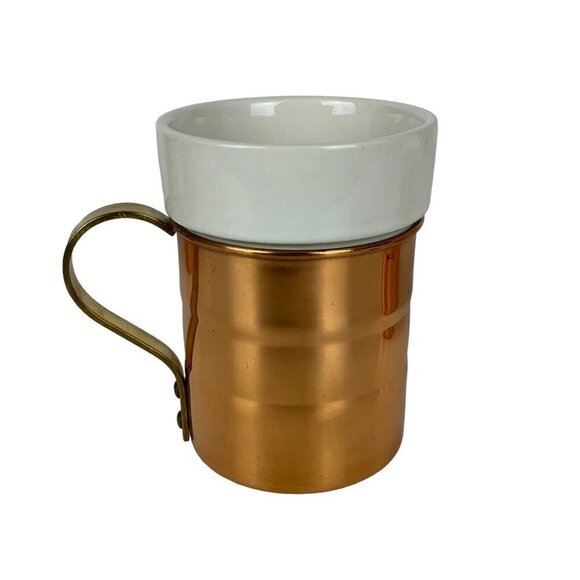 Vintage Baker Hart & Stuart Copper & Ceramic Mugs Set Of 4 Turkish Coffee Tea - Picture 5 of 7